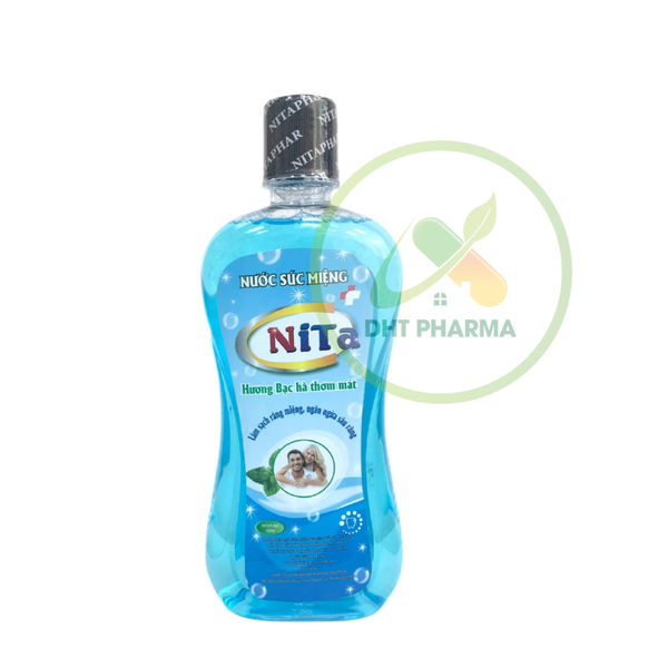Nước súc miệng NITA (vị bạc hà) giúp bảo vệ răng miệng và chống sâu răng hiệu quả (Chai 500ml)