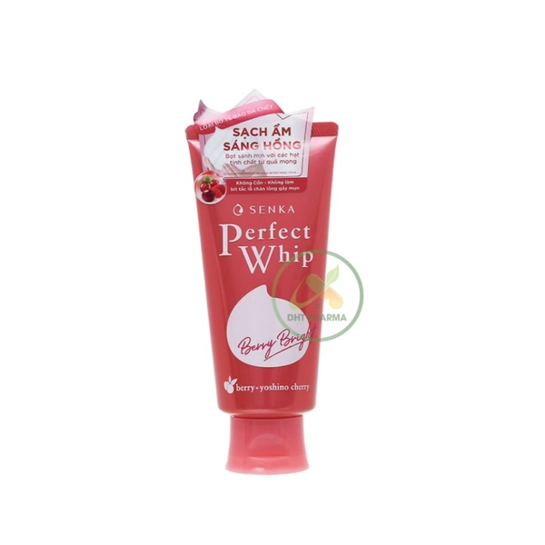 Sữa rửa mặt tạo bọt SENKA Perfect Whip Berry Bright sạch ẩm sáng hồng