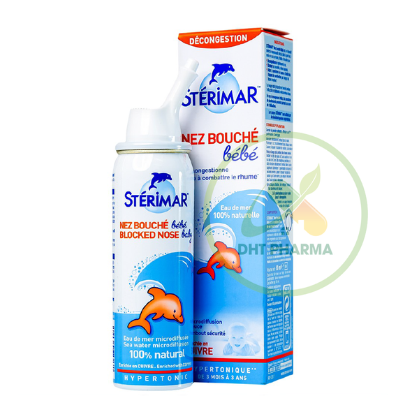 Dung dịch xịt mũi STÉRIMAR Nez Bouché Bébé dùng trong cảm lạnh, viêm mũi, viêm xoang (Chai 100ml)