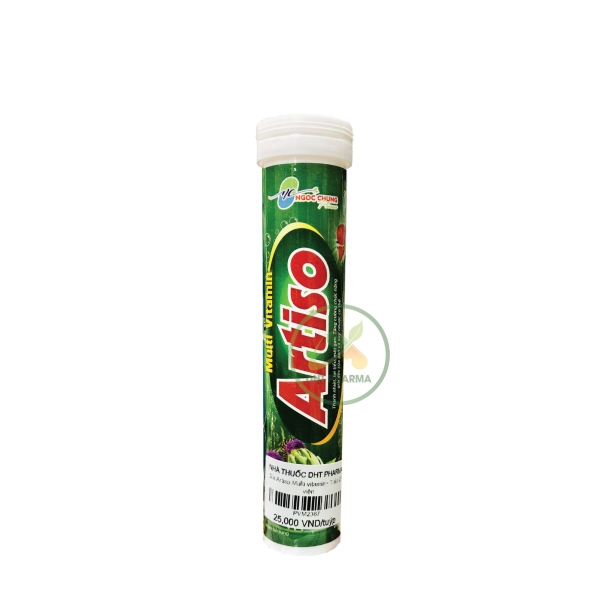 Viên sủi Multi Vitamin Artiso thanh nhiệt lợi tiểu mát gan (tuýp 20 viên)