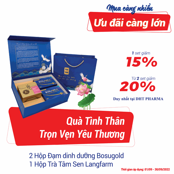 Set Quà Tình Thân: Đạm dinh dưỡng Bosugold và Trà Tâm Sen Langfarm