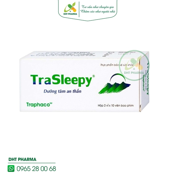 TraSleepy dưỡng tâm, an thần, hỗ trợ ngủ ngon (Hộp 2vỉ x10 viên)