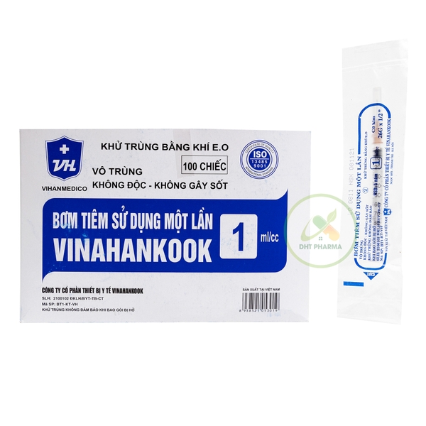 Bơm tiêm sử dụng một lần VINAHANKOOK 1ml/cc (Hộp 100 cái)