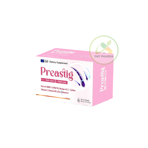 Viên uống Preastig bổ sung vitamin và vi chất giúp cho da, móng, tóc chắc khỏe (Hộp 60 viên)