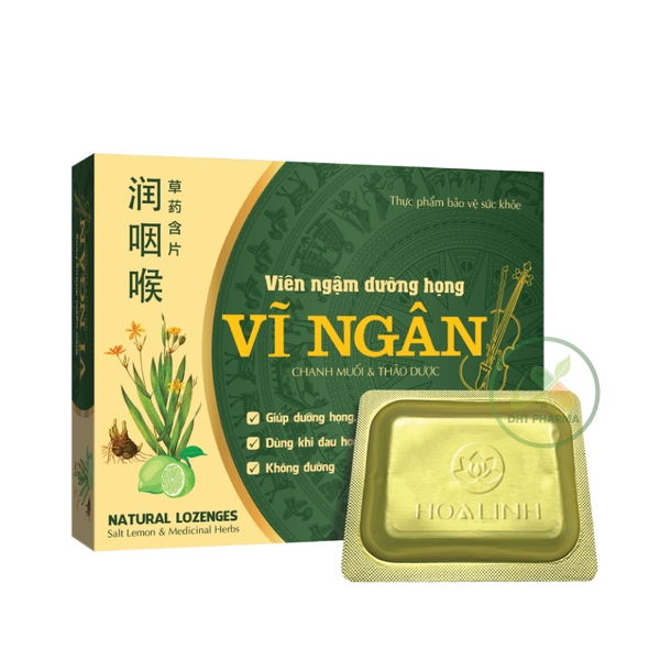 Viên ngậm dưỡng họng Vĩ Ngân Hoa Linh dịu họng giảm ngứa rát cổ họng