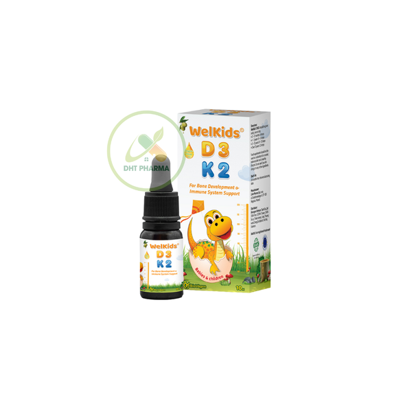 Welkids D3 K2 hỗ trợ hấp thu canxi cho trẻ nhỏ (Chai 10ml)