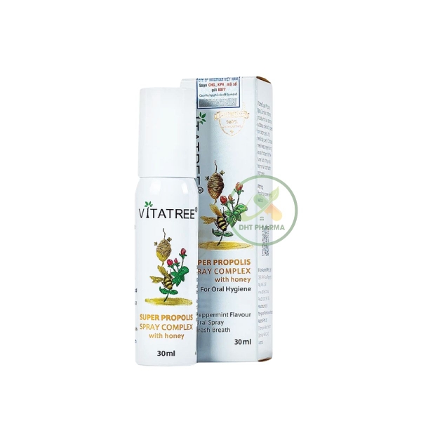 Xịt họng keo ong Vitatree Super Propolis Spray Complex With Honey giảm ho ngứa rát họng