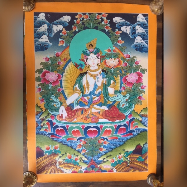 Tranh Thangka Bạch Độ 2 - Tranh Vẽ Tay