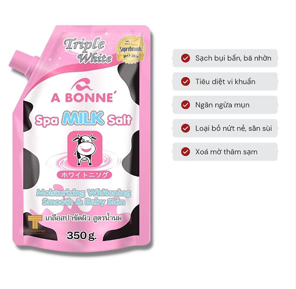 Muối tắm sữa bò tẩy tế bào chết A Bonne Spa Milk Salt 350gr tiêu chuẩn Thái Lan chính hãng giá rẻ tiết kiệm nên mua tại Gili