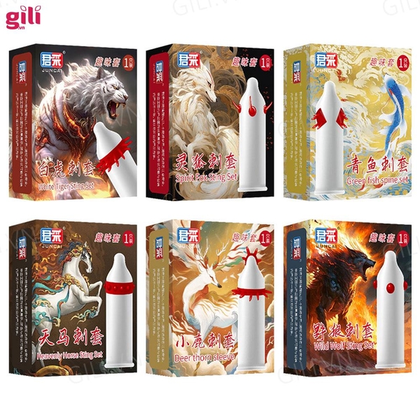 Bao cao su Juncai râu đặc biệt, gai bi kiểu tăng kích thước chính hãng