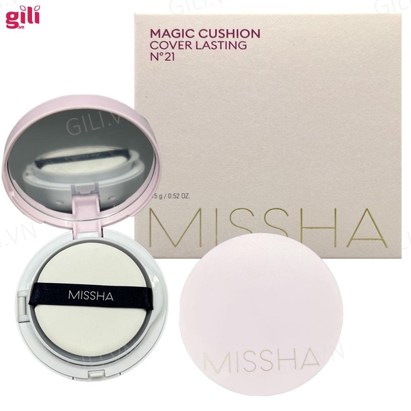 Phấn nước Missha Hồng Magic Cushion Cover Lasting Tone 21-23 15gr chính hãng