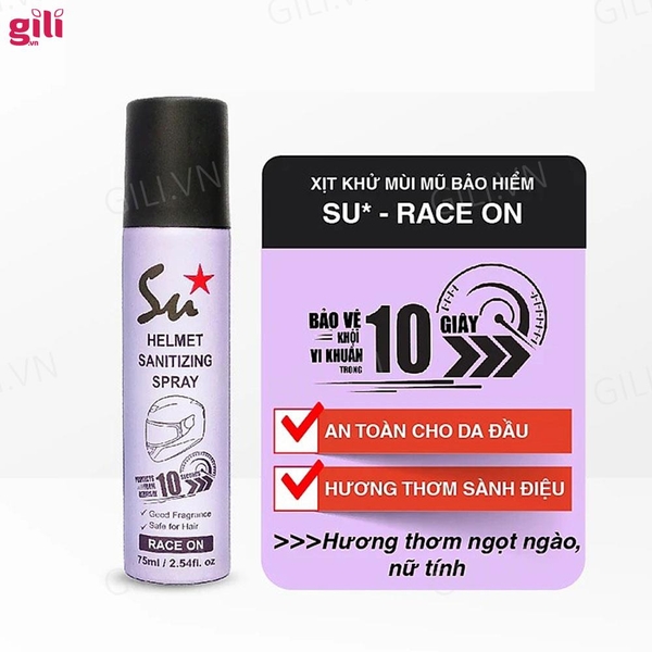 Xịt khử mùi nón bảo hiểm Su Star Race On 75ml chính hãng