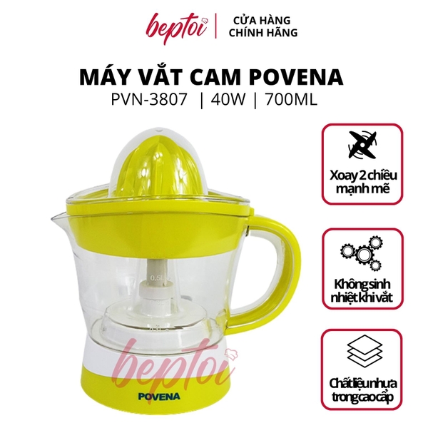 Máy vắt cam tự động, máy ép cam công suất 40W dung tích 0.7L Povena PVN-3807