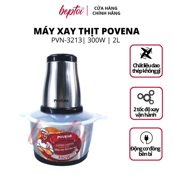 Máy xay thịt cối inox 2L Povena PVN-3213