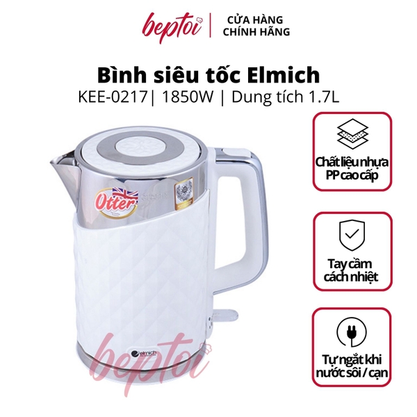 Bình đun siêu tốc, ấm siêu tốc đun nước siêu nhanh Inox 304 2 lớp chống phỏng Elmich KEE-0217