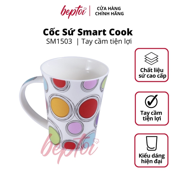 Cốc sứ cao cấp, ly sứ hoa văn Smart Cook SM1503