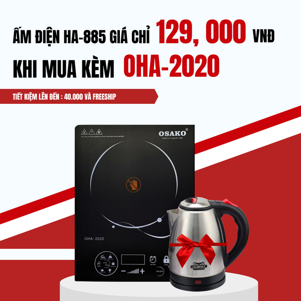 Bếp hồng ngoại Osako OHA-2020 + Ấm siêu tốc Ladomax HA-885