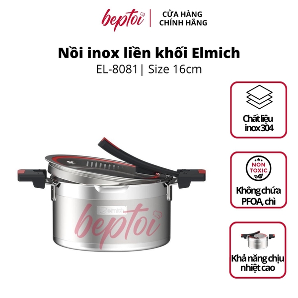 Nồi bếp từ Inox liền khối Elmich Milano EL, nồi đáy từ cao cấp EL-8081/8082/8083/8084