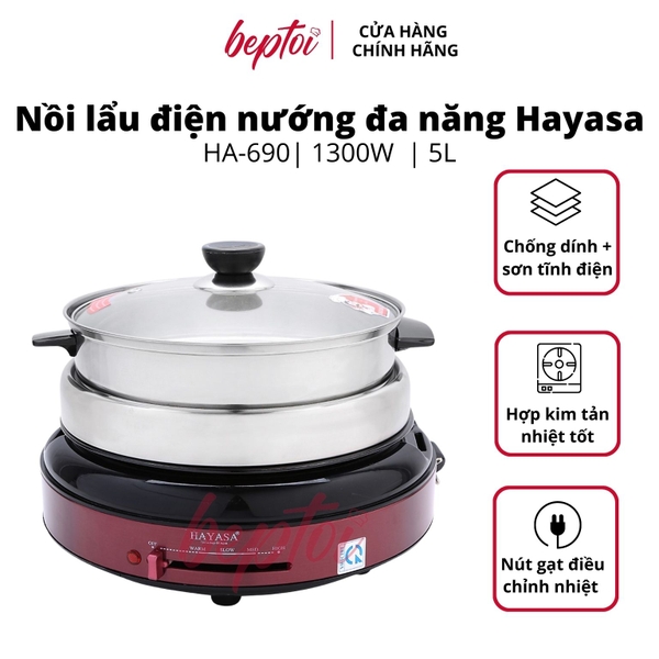 Nồi lẩu điện nướng đa năng Hayasa HA-690