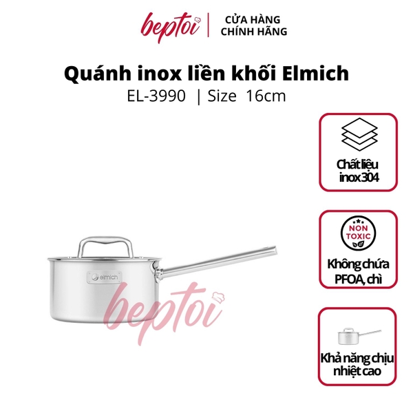 Nồi bếp từ quánh Inox liền khối Elmich Trimax Eco EL-3990 Size 16cm