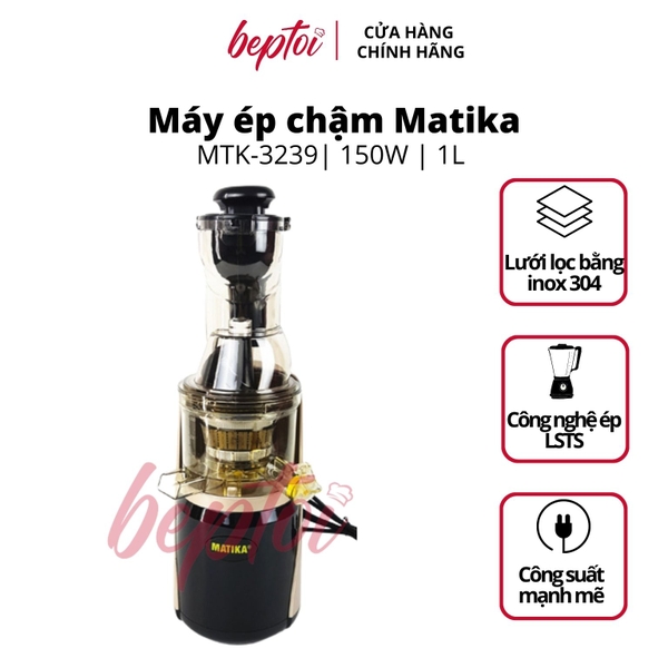 Máy ép trái cây / Máy ép chậm hoa quả Matika MTK-3239 công nghệ ép thông minh giữ nguyên vẹn vitamin