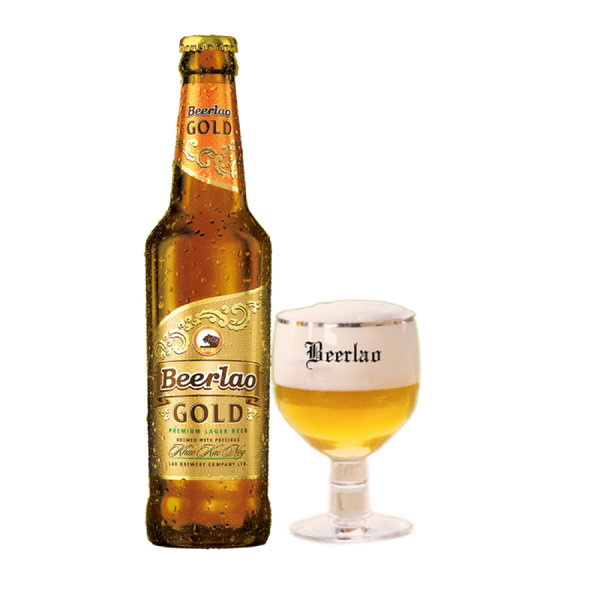 Bia Lào Gold 5,0% - Chai 330ml - Thùng 24
