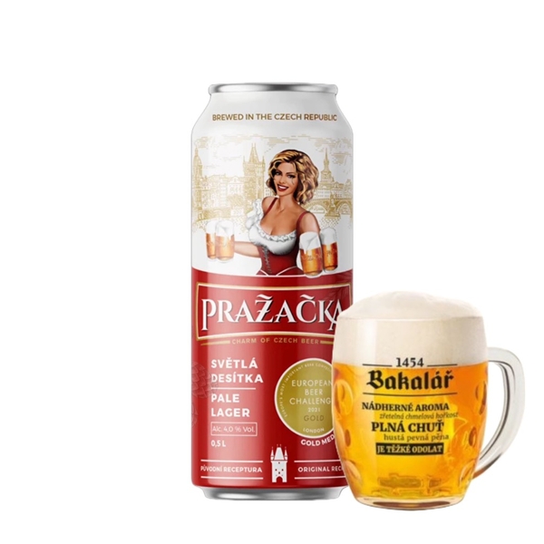 Bia Tiệp Prazacka Pale Lager 4% - Lon 500ml - Thùng 24