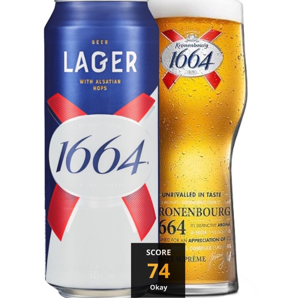 Bia Pháp Kronenbourg 1664 Lager 5,0% - Lon 500ml - Thùng 24