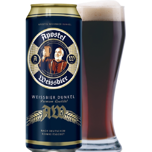 bia apostel weissbier dunkel lon 500ml