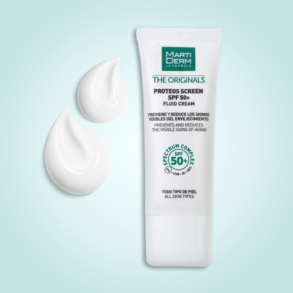 Kem chống nắng phổ rộng ngừa lão hóa, phòng chống nám quay lại MartiDerm The Originals Proteos Screen SPF50 Fluid Cream - 40ml