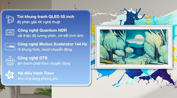Smart Tivi Khung Tranh The Frame QLED Samsung AI 4K 55 inch QA55LS03F (New 2025)