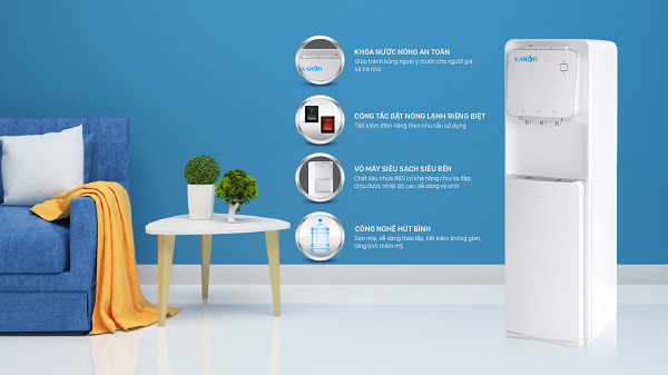 Cây nước nóng lạnh hút bình Karofi HC19