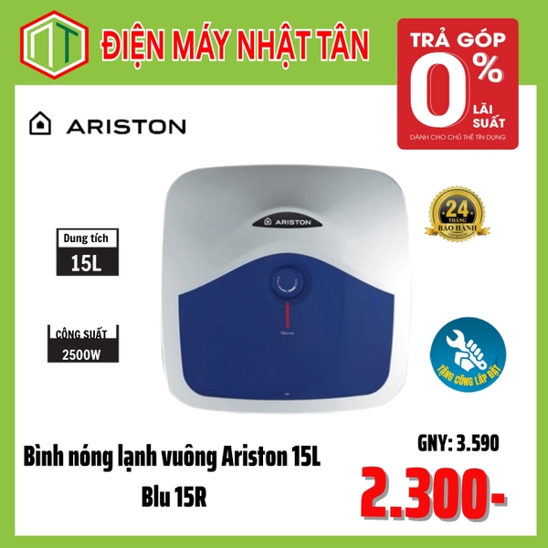 Bình nóng lạnh Ariston  15 lít Vuông BLU-15R