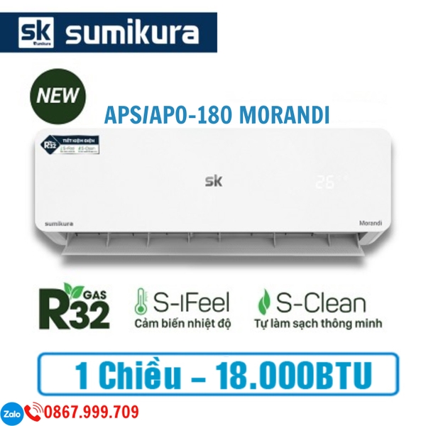 Điều hòa Sumikura APS/APO-180 18000BTU 1 Chiều (Morandi R32)