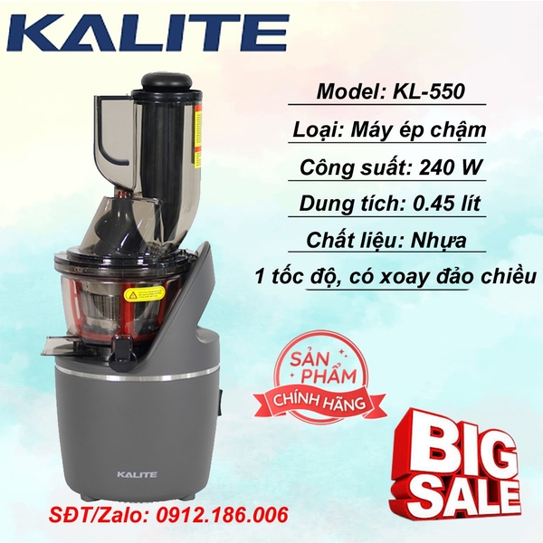 Máy ép chậm Kalite KL-550 - Tặng bộ 3 bình UNIE