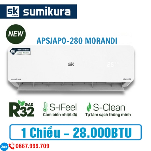 Điều Hòa Sumikura 28000Btu 1 Chiều APS/APO-280/MORANDI