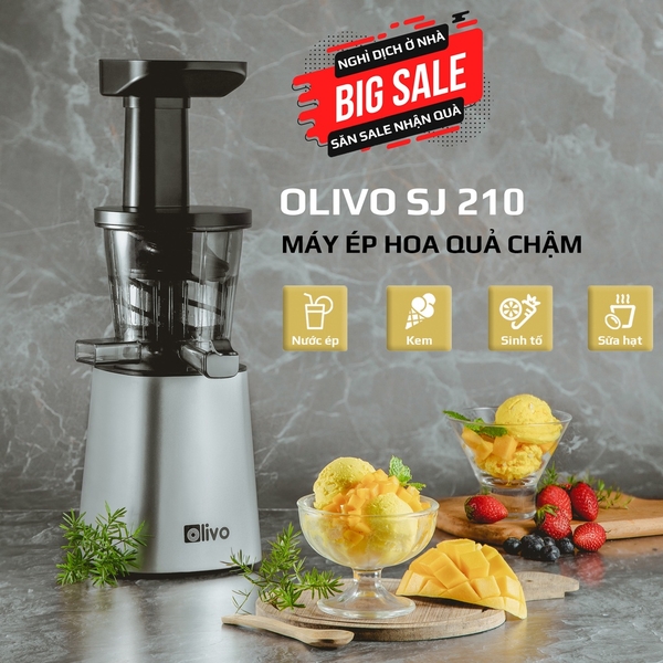 Máy Ép Chậm OLIVO SJ210- Ép Kiệt Bã 97% - Tặng kèm 3 bình nước cao cấp