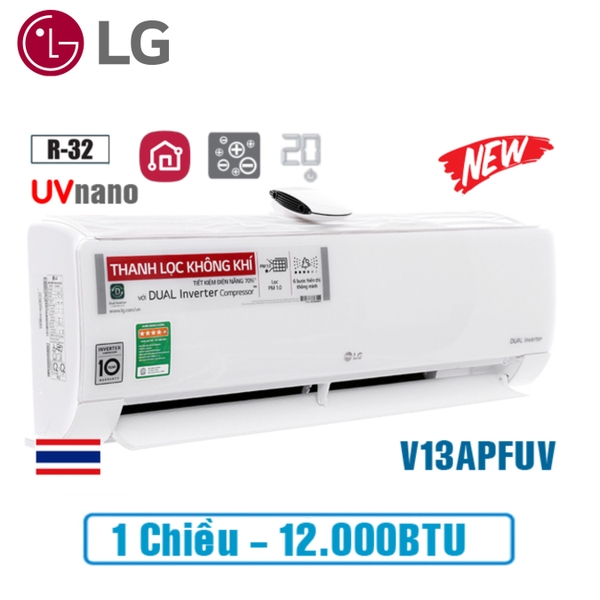 Điều hòa LG inverter 12000BTU 1 chiều UVnano V13APFUV