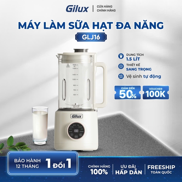 Máy làm sữa hạt đa năng Gilux GLJ16 – 8in1 – Xay nấu sữa hạt êm ái, độ ồn thấp nhất thị trường
