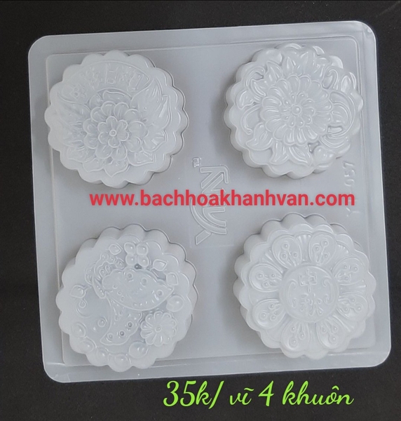 000331K19_Khuôn vĩ nhựa 4 khuôn trung thu rau câu hình bướm hoa cúc