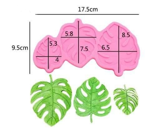 000144K11_Khuôn silicon 3 lá trầu bà làm rau câu 4d