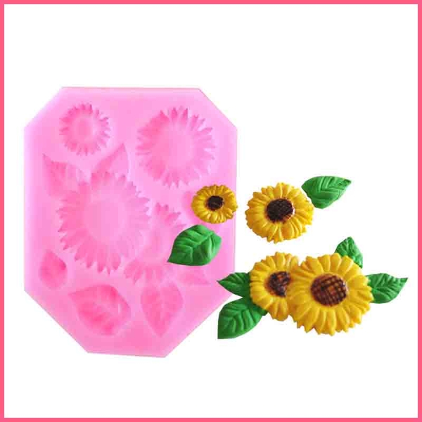 000061K6_Khuôn silicon cành Hoa hướng dương làm bánh làm rau câu