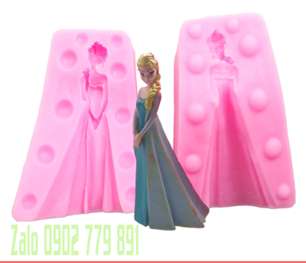 000065K21_Khuôn silicon Hình công chúa Elsa làm rau câu 4d