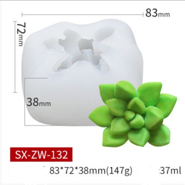 000470K9_ Khuôn sen đá  8cm  kim cương trắng ZW132 đổ tạo hình cho bánh rau câu 3D, 4D