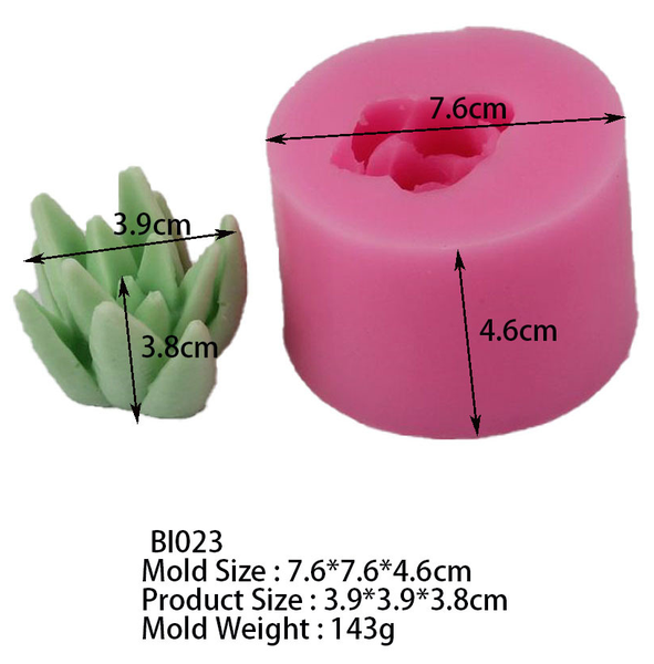 000222K9_Khuôn silicon Sen Đá 4cm BI023 dùng trang trí bánh rau câu hoa nổi 4d