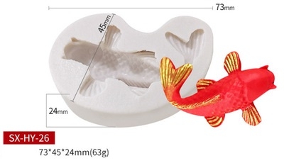000087K15_Khuôn silicon cá Koi làm bánh rau câu hoa sen hồ cá