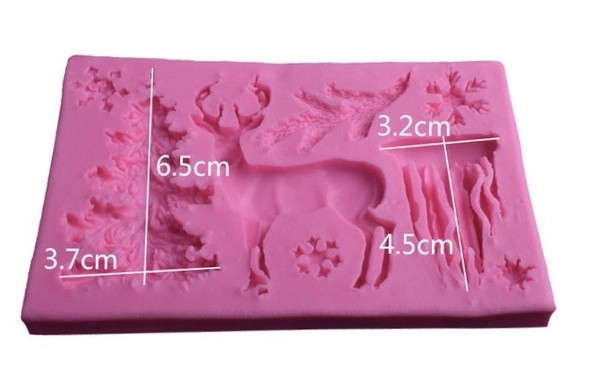 000141K16_Khuôn silicon Cây Thông Tuyết Nai tạo hình bánh rau câu 4d mừng giáng sinh