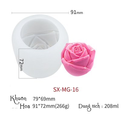 000288K1_Khuôn silicon búp Hoa Hồng làm rau câu 4d