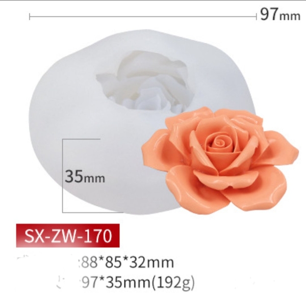 000237K1_Khuôn hoa hồng cánh mỏng xòe -  ZW170 đổ tạo hình làm bánh rau câu sinh nhật 4d