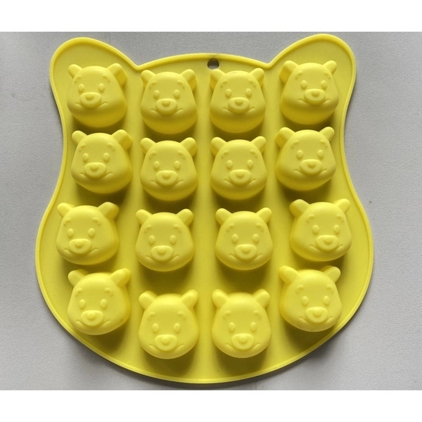 000578K21_Khuôn silicon Mặt Gấu dễ thương 16x17cm đổ tạo hình cho bánh rau câu, kẹo dẻo